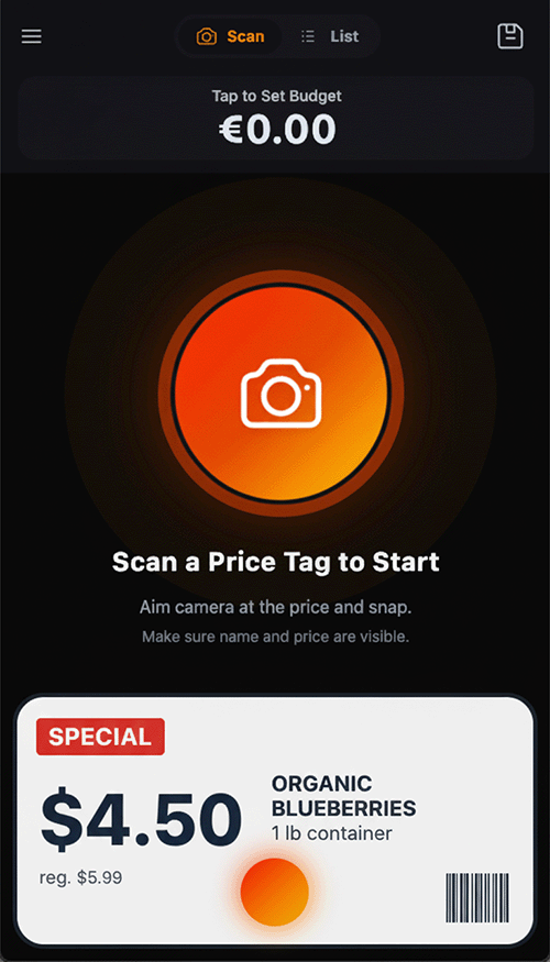 Cartculator Scan Screen